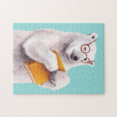 Polar Bear Book Lover Nerdy Puzzle (Horizontal)