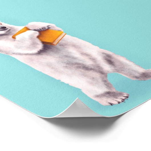 Polar Bear Book Lover Poster (Ecke)