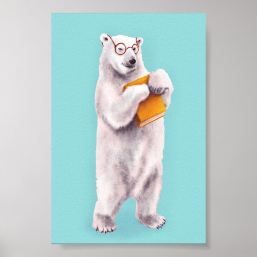 Polar Bear Book Lover Poster (Vorne)