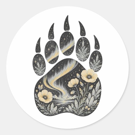 Polar Bear Botanical Footprint Nature Sticker (Vorderseite)