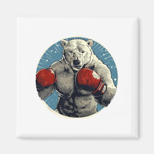 Polar Bear Boxer Fighting Boxing Magnet (Vorne)