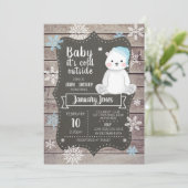 Polar Bear Boy Baby Shower Einladung I Blue (Stehend Vorderseite)