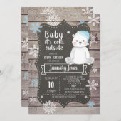 Polar Bear Boy Baby Shower Einladung I Blue (Vorne/Hinten)
