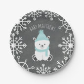 Polar Bear Boy Winter Baby Dusche Pappteller (Vorderseite)