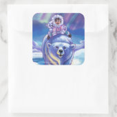 Polar Bear Bus Quadratischer Aufkleber (Tasche)
