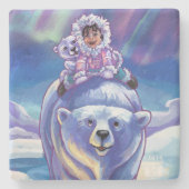 Polar Bear Bus Steinuntersetzer (Vorderseite)