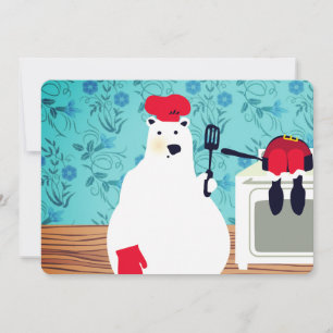 Polar Bear Chef Cooking Santa Christmas card Feiertagskarte