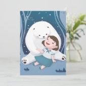 Polar Bear & Child Illustration Einladung (Stehend Vorderseite)