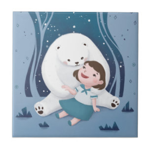 Polar Bear & Child Illustration Fliese