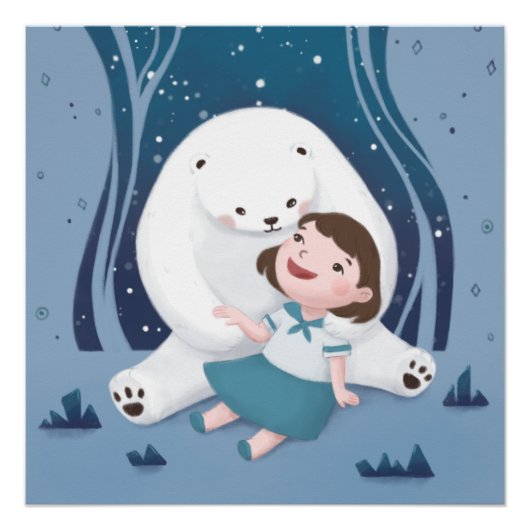 Polar Bear & Child Illustration Poster (Vorderseite)