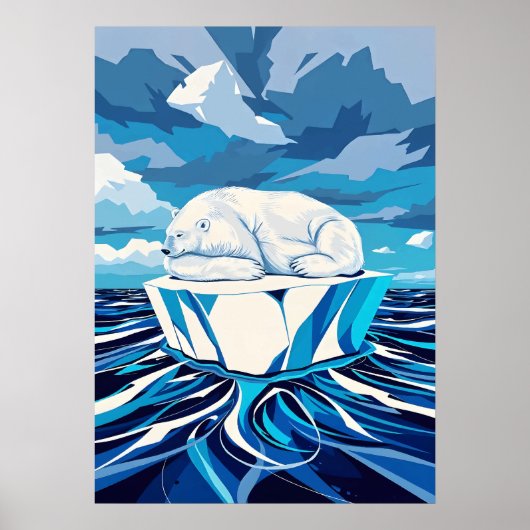 Polar Bear Chill - Arktis Minimalistischer Pop Des Poster (Vorne)