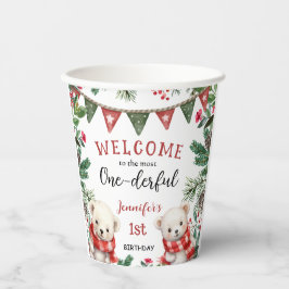 Polar Bear Christmas 1. Geburtstag Pappbecher