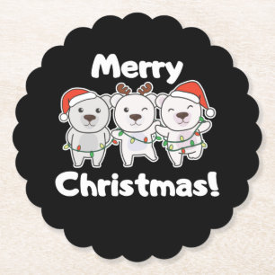 Polar Bear Christmas Animals Polar Bears Merry Untersetzer