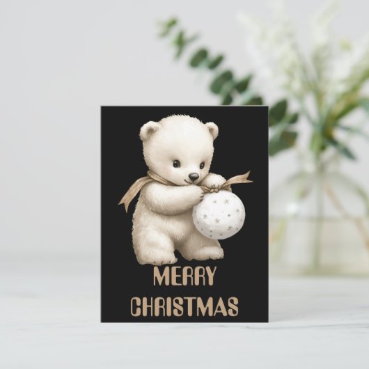 Polar Bear Christmas Card Feiertagskarte (Stehend Vorderseite)