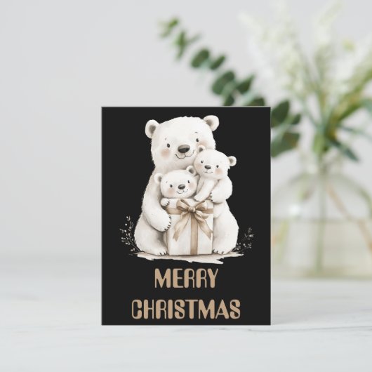 Polar Bear Christmas Card Feiertagskarte (Stehend Vorderseite)