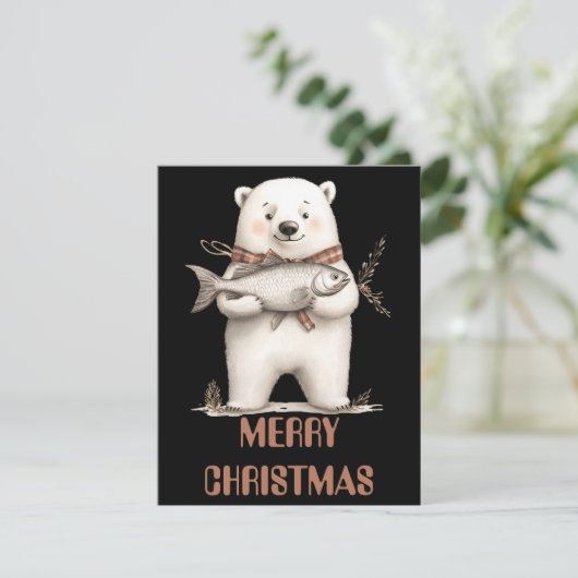 Polar Bear Christmas Card Feiertagskarte (Stehend Vorderseite)