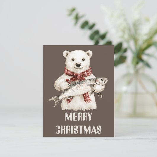 Polar Bear Christmas Card Feiertagskarte (Stehend Vorderseite)