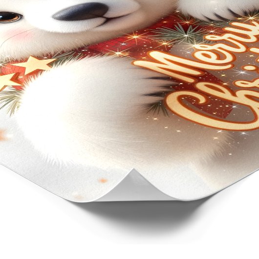 Polar Bear Christmas Digital Poster (Ecke)