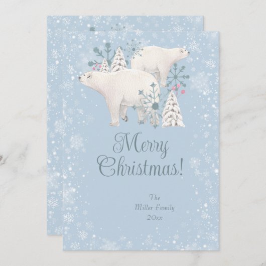 Polar Bear Christmas Feiertagskarte (Vorne/Hinten)