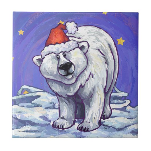 Polar Bear Christmas Fliese (Vorderseite)
