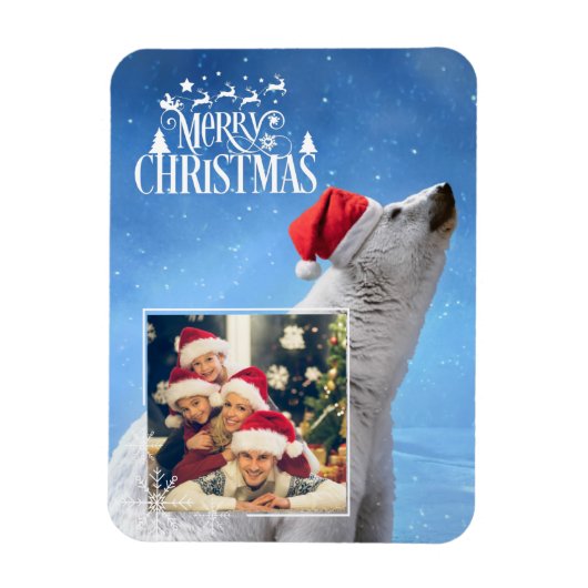 Polar Bear Christmas Foto Magnet Card (Vertikal)