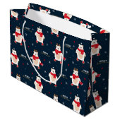Polar Bear Christmas Große Geschenktüte (Rückseite Schrägansicht)