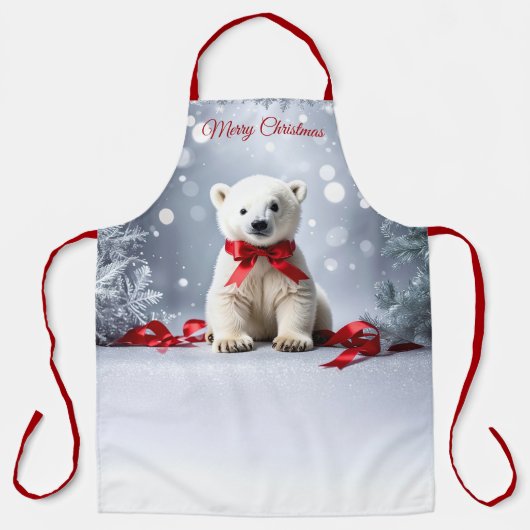 Polar Bear Christmas Holiday Apron Schürze (Vorderseite)