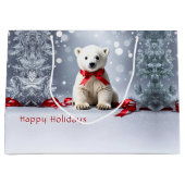 Polar Bear Christmas Holiday Gift Bag Große Geschenktüte (Vorderseite)