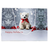 Polar Bear Christmas Holiday Gift Bag Große Geschenktüte (Rückseite)