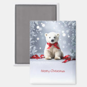 Polar Bear Christmas Holiday Magnet (Vorderseite/Rückseite)