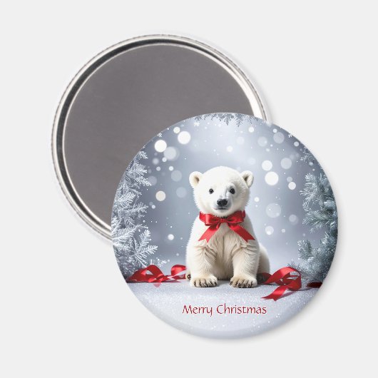 Polar Bear Christmas Holiday Magnet (Vorderseite/Rückseite)