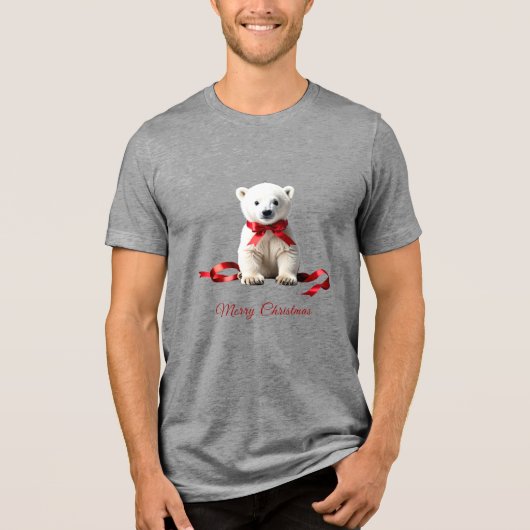 Polar Bear Christmas Holiday Men's T-Shirt Tri-Blend Shirt (Vorderseite)