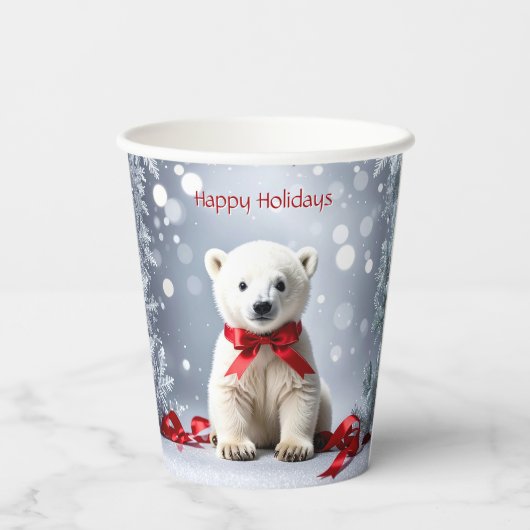 Polar Bear Christmas Holiday Paper Cups Pappbecher (Rückseite)