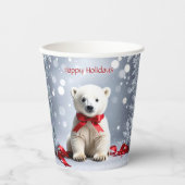 Polar Bear Christmas Holiday Paper Cups Pappbecher (Vorderseite)