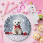 Polar Bear Christmas Holiday Paper Plate Pappteller (Party)
