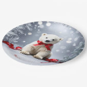 Polar Bear Christmas Holiday Paper Plate Pappteller (Schrägansicht)