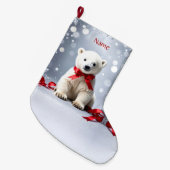 Polar Bear Christmas Holiday Stocking Großer Weihnachtsstrumpf (Vorderansicht (hängend))