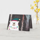 Polar Bear Christmas Holidays Modern Personalized Karte (Gelbe Blume)
