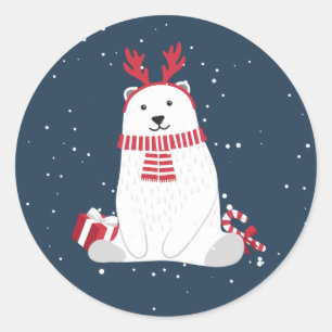 Polar Bear Christmas ID851 Classic Round Sticker
