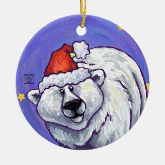 Polar Bear Christmas Keramikornament (Vorne)