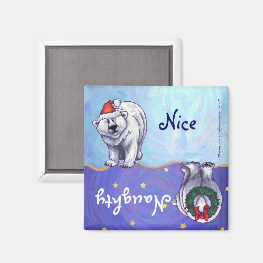 Polar Bear Christmas Magnet (Vorderseite/Rückseite)