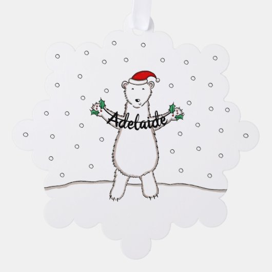 Polar Bear Christmas Ornament Karte (Vorderseite)