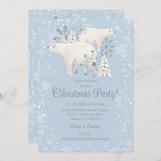 Polar Bear Christmas Party Einladung (Vorne/Hinten)