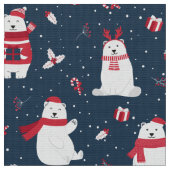 Polar Bear Christmas Pattern ID851 Stoff (Nahaufnahme)