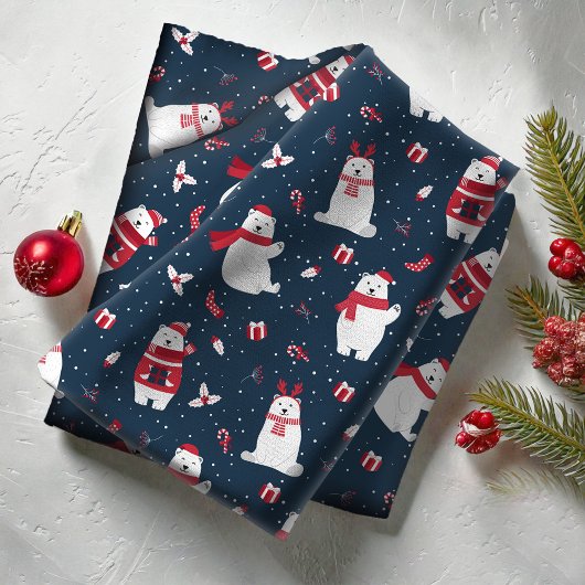 Polar Bear Christmas Pattern ID851 Stoff