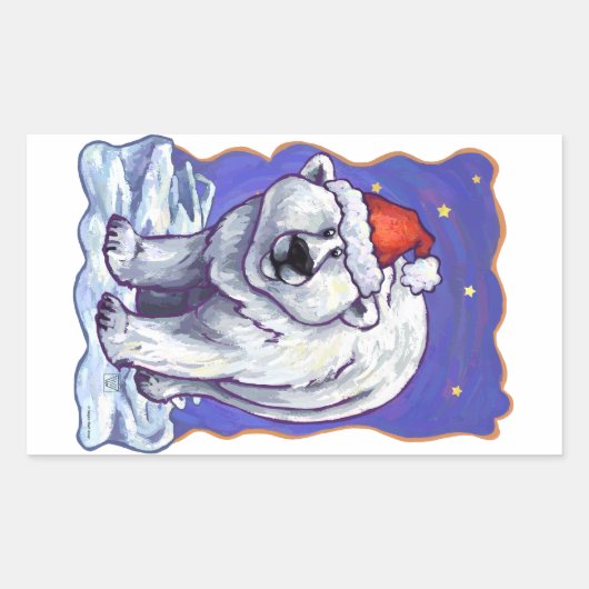 Polar Bear Christmas Rechteckiger Aufkleber (Vorderseite)