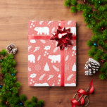 Polar Bear Christmas Red Pine Wrapping Paper Geschenkpapier<br><div class="desc">Dieses saubere und moderne Weihnachts- und Urlaubspapier zeigt Eisbärenmuster mit Poinsettias,  Chirstmas,  Pinienbäumen,  heiligen Blätter und Beeren auf rotem Hintergrund. Ändern Sie die Hintergrundfarbe und personalisieren Sie sie für Ihre Bedürfnisse. In meinem Geschäft finden Sie passende Produkte.</div>