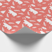 Polar Bear Christmas Red Pine Wrapping Paper Geschenkpapier (Ecke)
