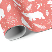 Polar Bear Christmas Red Pine Wrapping Paper Geschenkpapier (Rolleneckpunkt)