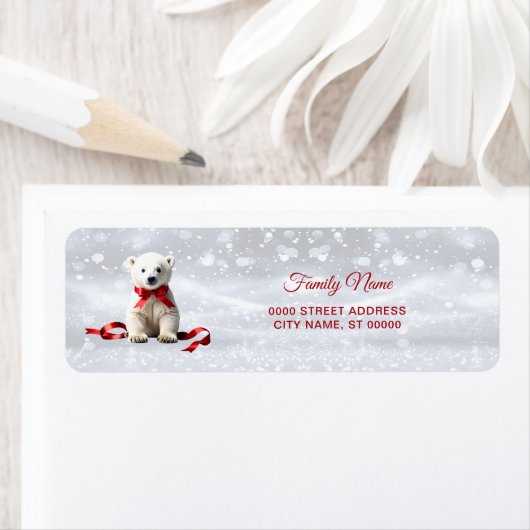 Polar Bear Christmas Return Address Label (Insitu)